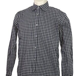 Zara Man Slim Fit Black Check Plaid Long Sleeve Button Up Shirt Men Size M